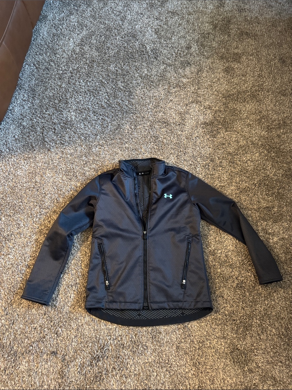 Under Armour Black Zip-Up Jacket with Teal Logo